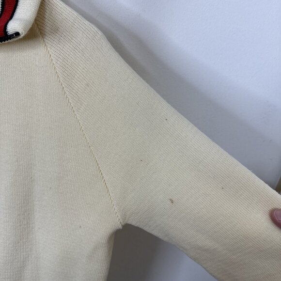 Vintage Maple Knitting Mills Men L Curling Wool Cardigan Gainers Patch Preppy - Picture 8 of 9